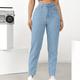 Slant Pockets Casual Tapered Jeans, Washed Non-stretch Mom Jeans, Women's Denim Jeans & Clothing