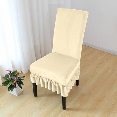 TEMU 1pc Velvet Elastic Chair Cover With Skirt Thickened Chair Slipcover For Home Bedroom Living Room Decor Image
