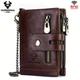 Cowhide Leather Men's Wallet Coin Purse Rfid Small Card Holder Fashion Chain Hasp Male Vintage Pocket, Ideal Gift For Men