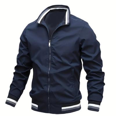 TEMU Men's Casual Baseball Jacket Coat Regular Hipster Windbreaker For Spring Autumn Image