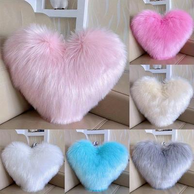 Love Heart Pillow Plush Hair Imitation Wool Girls Sofa Pillow Cushion Bedside Cushion Including Pillow Core