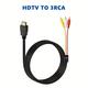 Hd Interface To Rca Cable, 1080p 5-foot Male To 3-rca Video Audio Av Cable Connector Adapter, Suitable For One-way Connection Cable Of Tv Hdtv Dvd