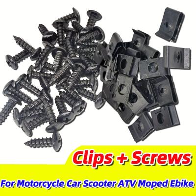 40pcs Motorcycle Car Scooter Atv Moped Ebike Plastic Cover Metal Retainer Self-tapping And Clips M4 M5 4.2mm 4.8mm 0.17in 0.19in Removal Tool