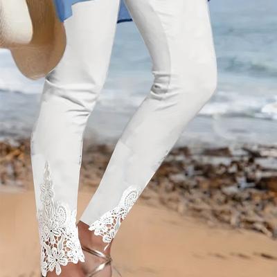 TEMU Casual Women's Comfortable Waist Fashion Lace Elegant Long Pants With Leggings Image