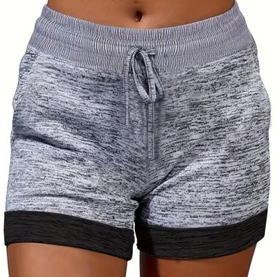 TEMU Women's Plus Size High-waisted Yoga Shorts - Casual, Stretchy, Drawstring Waist With Pockets, Starry , Gray To Black Gradient, Summer Activewear For Women, Stretchy Fabric, Durable Sportswear Image