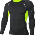 Men's Green Shirts Long Sleeve High Stretch Athletic Cold Weather Baselayer Undershirt Gear Tshirt For Sports Workout