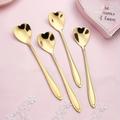 4pcs Stainless Steel Heart-shaped Coffee Spoon And Dessert Spoon Set - Perfect For Tea, Coffee, And Desserts