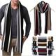 1pc Men's Soft Striped Tassel Faux Cashmere Scarf, Scarves For Winter