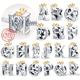 1pc 925 Silver Letter Charm Pendant Inlaid Shiny Zircon Elegant Charm Bead For Diy Jewelry Making