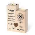 2pcs/set Flower Pattern Wooden Candle Holder, To Aunt Personalized Tealight Candle Holder, Natural Candlesticks Decorative Candle Holder Birthday Gift, Home Decoration (candles Are Not Included)