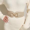 Double Buckle Cinch Belts For Women Pu Leather Wide Corset Belt Elastic Waistband Vintage Dress Coat Girdle For Women