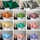 2pcs Satin Solid Color Pillowcase, Soft Breathable Pillow Covers, Skin-friendly Envelope Pillow Protector For Bedroom Sofa Home Decor, Without Pillow Core