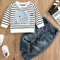 Children Eden 0-24 Months Baby Toddler Birthday Gifts, Baby Boy Elephant Striped Graphic Pullover Top Jeans Set