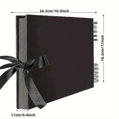 TEMU Advanced Album, 10.3 X 7.1 Inch 18 Sheets, 36 Pages Of Thickened Paper Photo Album, Ribbon Sealing, Diy Record Book, For Anniversary Graduation Wedding, Christmas, Halloween Gifts Image
