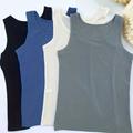 4 Pack Plus Size Basic Lounge Top Set, Women's Plus Solid Ribbed Medium Stretch Tank Top 4 Piece Set