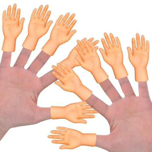 Tiny Finger Hands 10 Packs Flat Hand Style Mini Hand Finger Puppets Realistic Rubber Hand Small Figurines Toys Funny Fingers For Puppet Show Gag Performance Party Favors Easter Gift