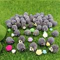 6/12pcs Mini Animals Miniature Resin Hedgehog With Mini Resin Flowers, Fairy Garden Moss Landscape Ornaments For Outdoor Decoration, Home Decor