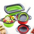 1pc Collapsible Colanders, Foldable Colanders & Food Strainers, Plastic Vegetable Fruit Drain Basket With Handles, Strainer Filter Colander For Draining Pasta, Fruits, Vegetable