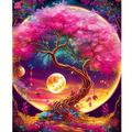 Paint By Numbers For Adults Beginner Tree And Moon Paint By Number Kits On Canvas Without Frame Diy Picture By Numbers For Home Decoration 16x20inch