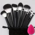 13pcs Makeup Brushes With Makeup Sponge Storage Bag Professional Face, Eye, Eyeliner, Blush, Contour, Foundation Blending Makeup Brushes Perfect Birthday Gift For Girls And Women