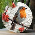 1pc 8x8 Inch Spring Aluminum Metal Sign Robin Theme Decoration Faux Origami Window Decorations Round Wreath Sign Living Room Decoration Women Gifts M16