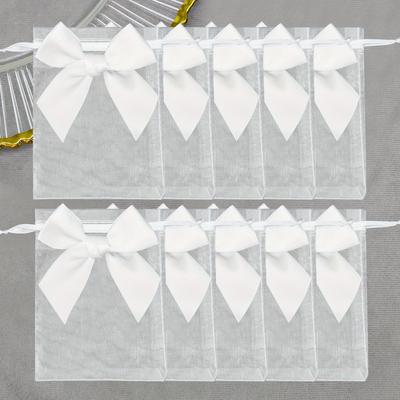 TEMU 10pcs, Stylish Organza Bags With Ribbon And Bow - Gift Wrapping, Party Favors, And More! Image