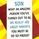 1pc Fun Son Greeting Card, Perfect Gift For Son, Birthday Card For Son, Encouragement Card For Son