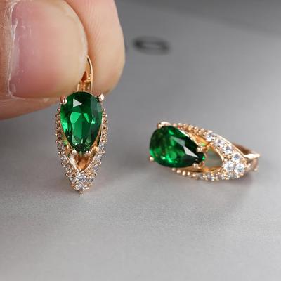 TEMU Geometric Teardrop Zirconia Earringscut Aqua Green Stone Earrings Trendy Female Earrings Image