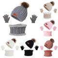 3pcs Kids Knitted Thermal Beanie Hat & Gloves & Scarf Set For Winter Warm Accessories For 1-5 Years Old Boys And Girls, Ideal Choice For Gifts