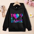 I Love Dance Pattern Hoodies For Girls, Party Casual Active Long Sleeve Top Pullover Sweatshirts For Children Kids