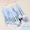 12pcs Blue Makeup Brushes Set, Professional Foundation Powder Blending Blush Concealer Synthetic Fiber Bristles Brush Special Cosmetic Brushes Kits With Powder Puff For Women