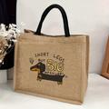 Cute Cartoon Puppy Print Tote Bag, Large Capacity Gift Bag, Women's Casual Handbag For Work School Shopping
