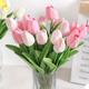 8pcs Artificial Tulip Flowers, White Tulips Fake Flowers Bouquet, Wedding Garden Decoration Home Vase Decor Plants, Mother's Day Gift, Father's Day Gift, Valentine's Day Gift
