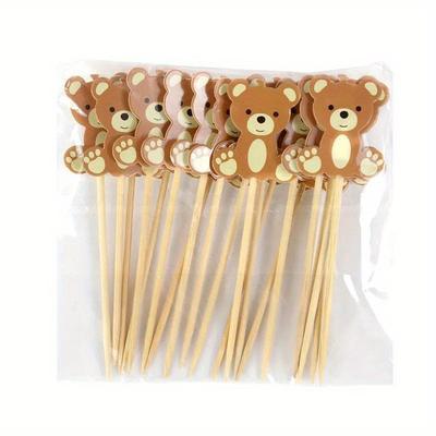 TEMU 20pcs Cute Bear Cupcake Toppers Cake Dessert Bear Cake Topper Wedding Birthday Party Decoration Supplies Spring