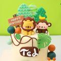 1pc, 3d Cute Animal Theme Cake Topper, Woodland Jungle Safari Lion Monkey Tiger Soft Rubber Cake Decoration, Birthday Party Supplies, Photo Prop, Cake Decor