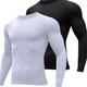 Hoplynn 2pcs Crew Neck Shirts For Men Long Sleeve Athletic Base Layer Workout T Shirt Gym Running