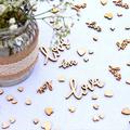 1 Pack, 100pcs Wooden Love Confetti And Hearts Mixed Natural Rustic Wedding Table Decorations Diy Cutouts Crafts 6-55mm