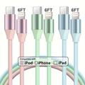 1 Pack/3 Packs 6 Ft Pd 20w Usb-c Cable, Metal Case,5 Core Body, For Iphone(mfi Certified) Fast Charger Cable, For Iphone 14 13 12 11 Pro Max Xr Xs 8 7 6 Plus Se Mini For Ipad And More (multicolored)