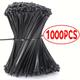 1000pcs 4/6/8/10 Inch Zip Ties, Cable Wire Tie, Plastic Wire Cord Straps For Outdoor Wrapping