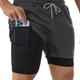 Men's 2 Layers Gym Running Shorts With Pockets, Active Quick Dry Slightly Stretch Drawstring Workout Bottom Clothing