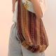 Vintage Striped Crossbody Bag, Boho Style Shoulder Bag, Large Capacity Canvas Travel Bag