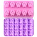 2pcs/set Puppy Dog Paw Baking Pan, Dog Bone Cookie Mold, Non-stick Food Grade Silicone Mold For Chocolate, Candy, Jelly, Ice Cubes, Diy Baking Tools