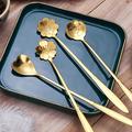 4pcs Creative Long Handle Stainless Steel Golden Flower Coffee Spoon, Coffee Spoon Dessert Spoon Afternoon Tea Spoon, Tableware Set