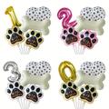 6pcs, Pets Dog Paw Bone Foil Balloons Let's Pawty Balloon Party Supplies Paws Prints Balloons Dog Birthday Party Decorations