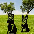 1pc Metal Garden Decoration Dog Statue, Silhouette Black Dog Decorative Garden Stake, Outdoor Decorative Garden Statue Stake For Patio Decoration And Lawn Decoration