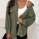Button Front Solid Jacket, Casual Long Sleeve Versatile Outerwear, Women's Clothing
