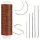 32 Yards Waxed Thread With Leather Hand Sewing Needles, 150d Flat Sewing Waxed Thread, And Leather Repair Needles For Home Upholstery Carpet Leather Canvas Repair And Sewing