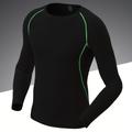 1pc Men's Quick Dry Breathable Fitness Tops, Long Sleeve Highly Stretch Crew Neck Clothes For Men's Sport Activities