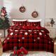 3pcs Christmas Duvet Cover Set, Checkered Xmas Tree Elk Snowflake Print Bedding Set, Soft Comfortable Duvet Cover, For Bedroom, Guest Room (1*duvet Cover + 2*pillowcase, Without Core)