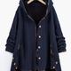 Plus Size Rib Knit Solid Hoodie Colorblock Floral Print Coat, Women's Plus Slight Stretch Casual Winter Coat